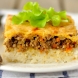 Вкусна запеканка с ориз и кайма