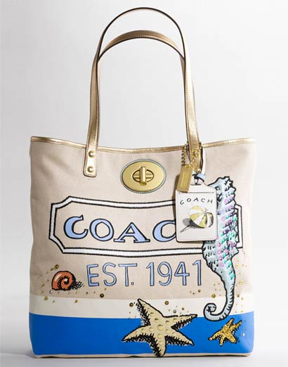 Текстилна плажна чанта на coach - За Жената